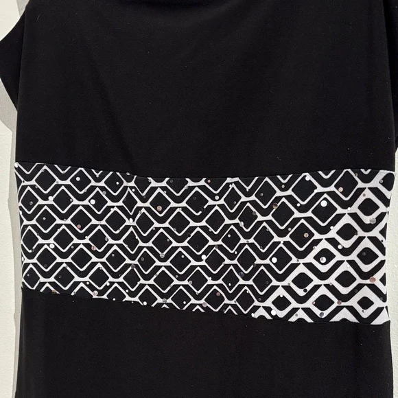 ❌SOLD Frank Lyman Design Black & White Sequin Panel Sheath Dress - Size 4 - Picture 2 of 4